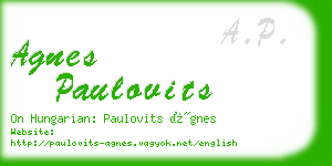 agnes paulovits business card